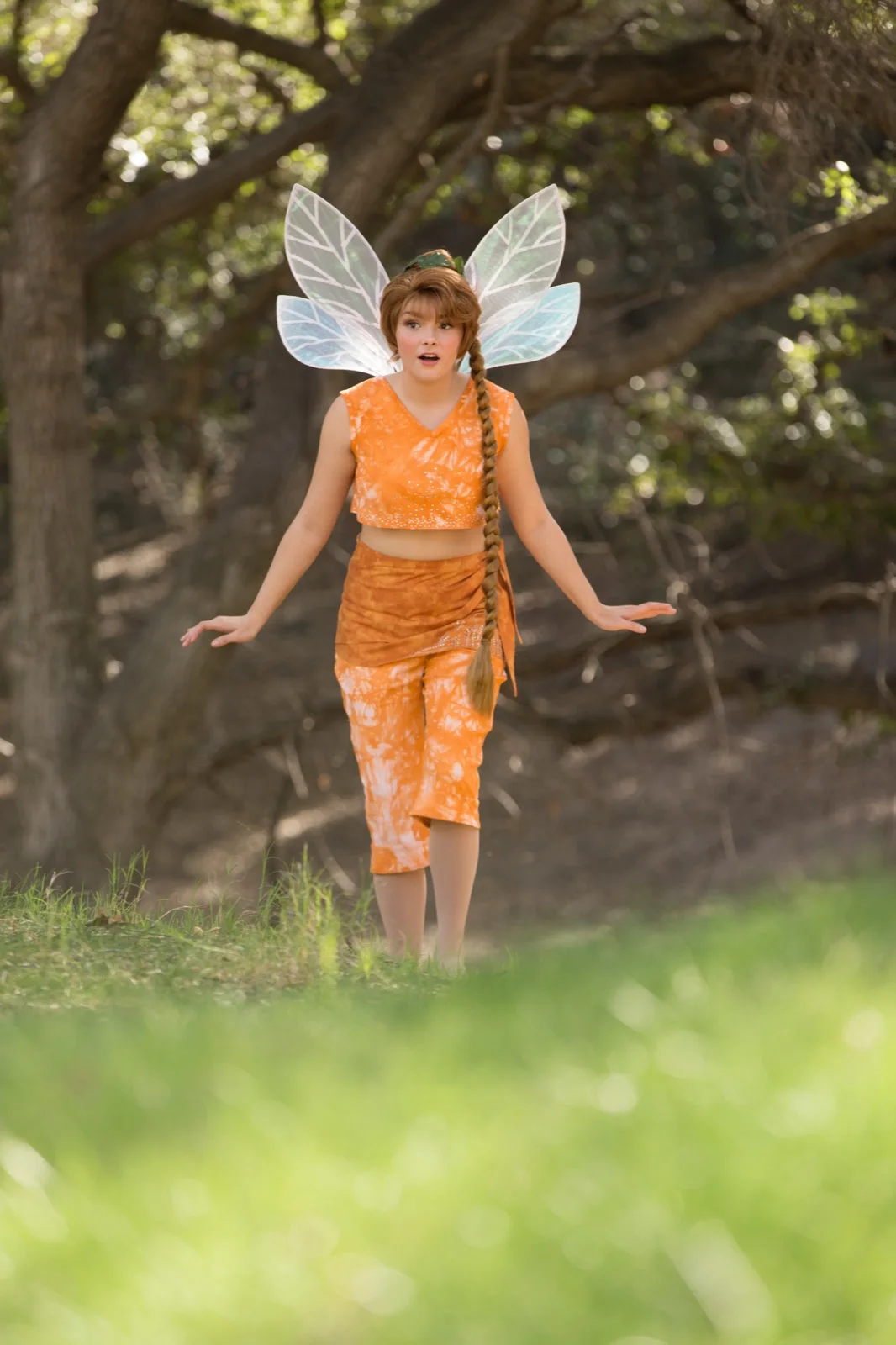Orange Fairy party character in Dallas