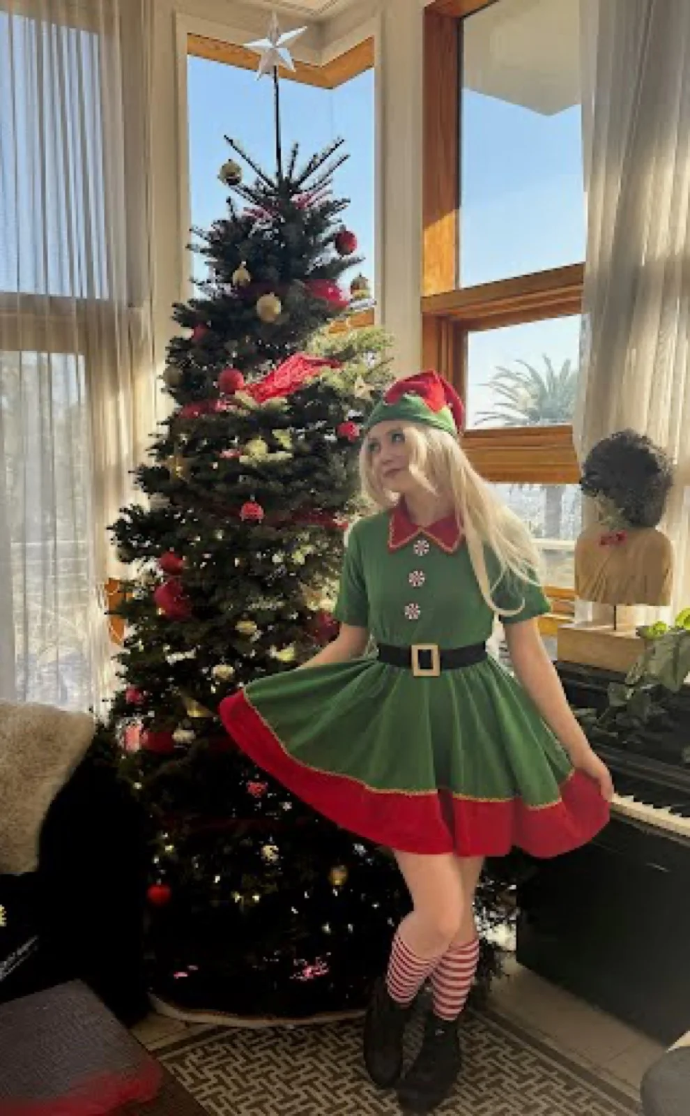 Holiday Elf party character in Dallas