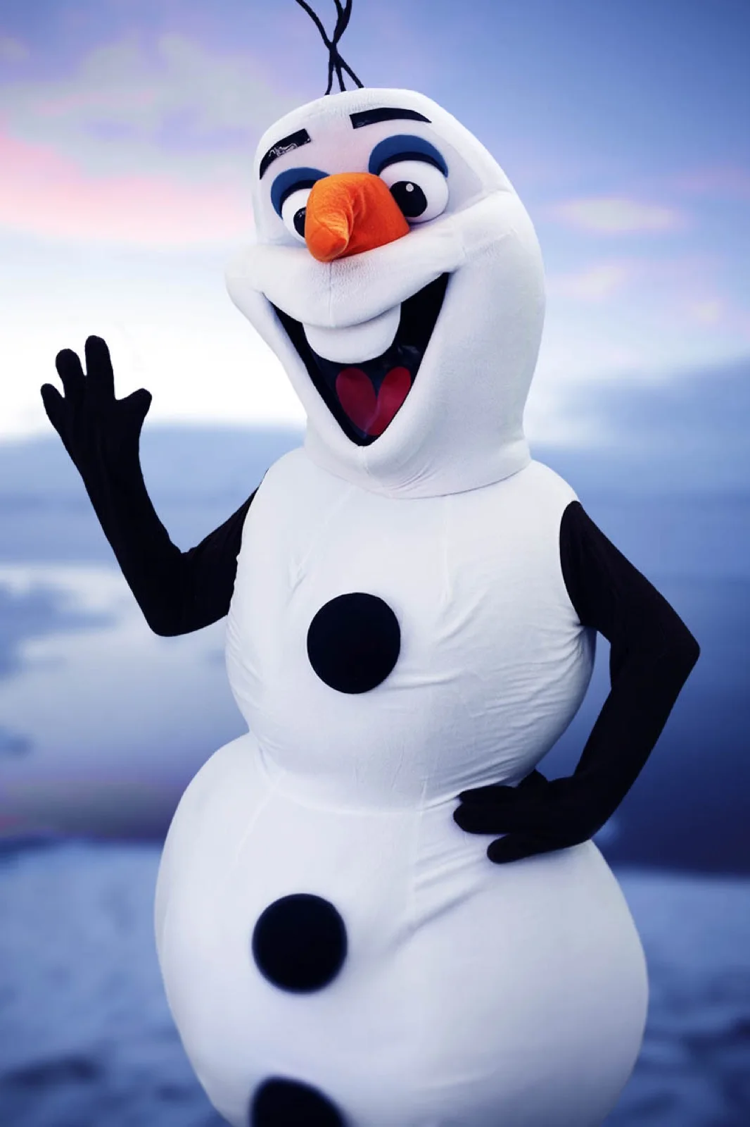 Snowman party character in Dallas