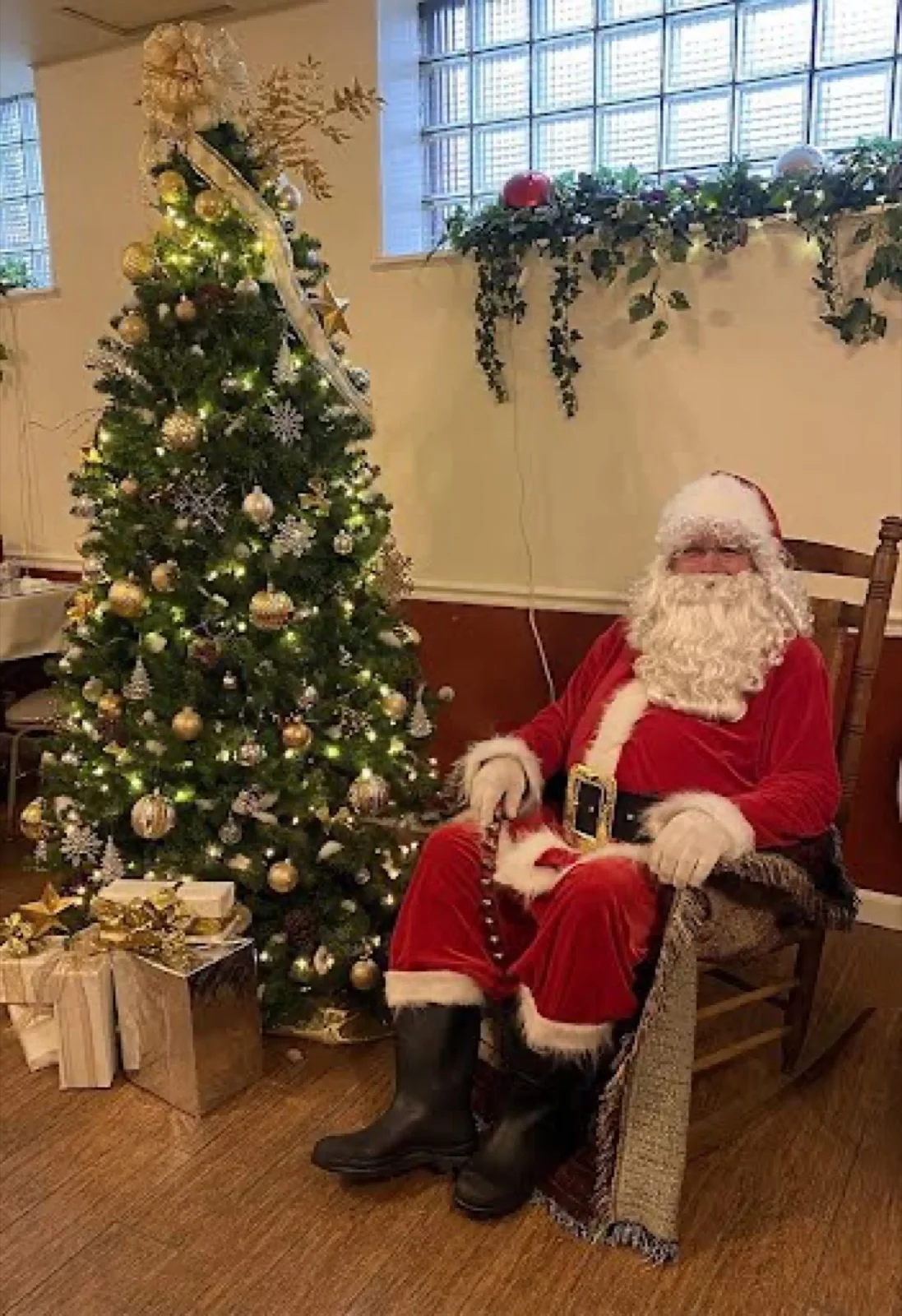 Santa party character in Dallas