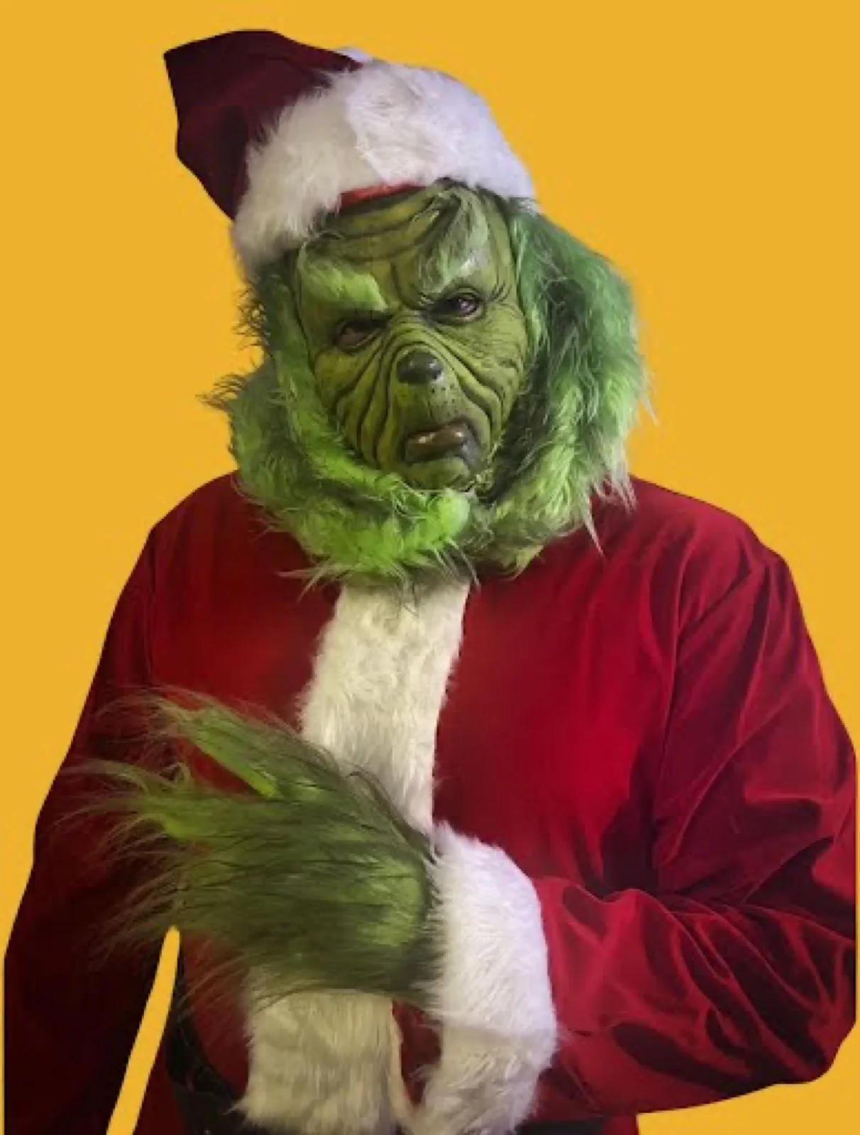 Holiday Grump party character in Dallas