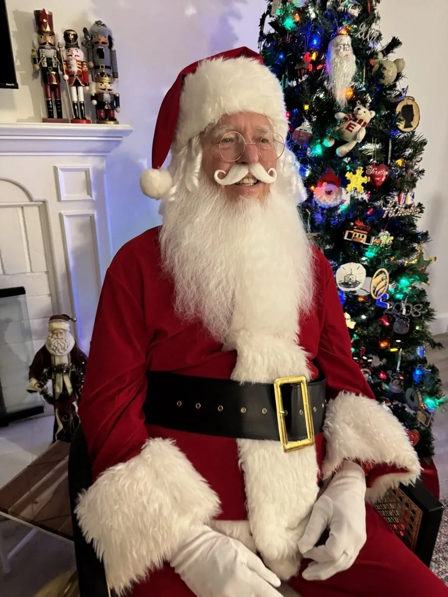 Santa party character in Dallas